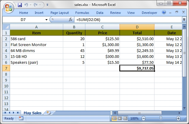 Output from sales.pl